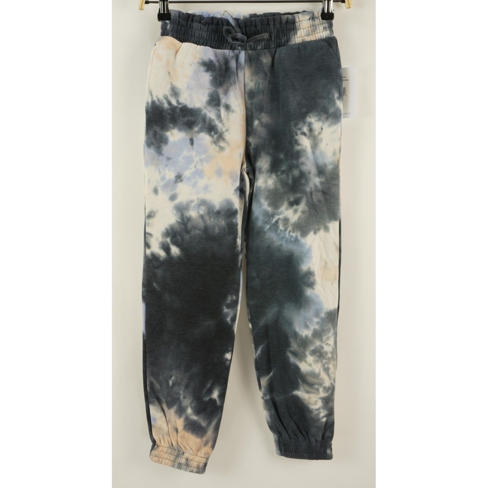 New Love Fire Blue Black Tie‎ Dye Women's Small Cropped Fleece Lined Sweatpants